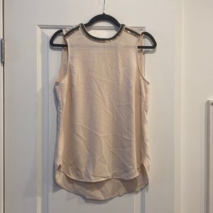 H&M Pale Pink Faux Leather Detail Top